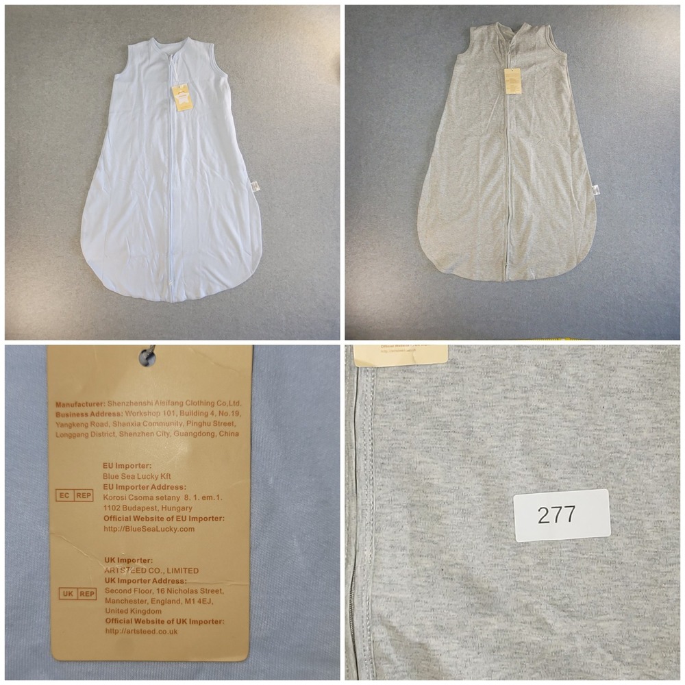 Yoofoss Baby Sleep Sack Set of 2 Blue & Gray 100% Cotton Wearable Blanket Size L